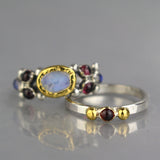 Moonstone Caterina and Garnet Ring Set