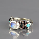 Silver Garnet Turquoise Caterina Ring