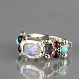 Silver Garnet Turquoise Caterina Ring