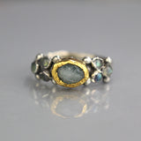 Gold Aquamarine Labradorite Caterina Ring