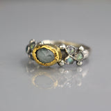 Gold Aquamarine Labradorite Caterina Ring