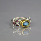 Gold Labradorite Garnet Caterina Ring
