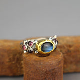 Gold Labradorite Garnet Caterina Ring