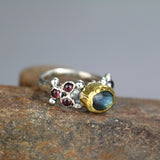 Gold Labradorite Garnet Caterina Ring