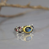 Gold Labradorite Garnet Caterina Ring