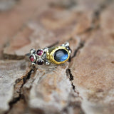 Gold Labradorite Garnet Caterina Ring
