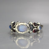 Silver Moonstone Garnet Caterina Ring