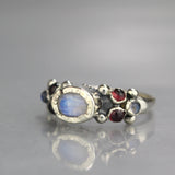 Silver Moonstone Garnet Caterina Ring