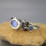 Silver Moonstone Garnet Caterina Ring