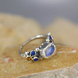 Silver Moonstone Lapis Caterina Ring