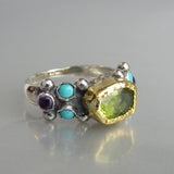 24K Solid Gold Peridot Caterina Ring