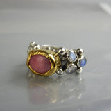 24K Solid Gold Rhodonite Caterina Ring