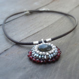 Silver Labradorite Chakra Necklace with Garnet