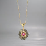 Pink CZ Labradorite Cherkes Jewelry Set