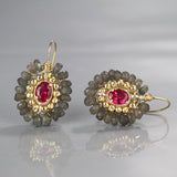 Pink CZ Labradorite Cherkes Jewelry Set