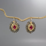 Pink CZ Labradorite Cherkes Jewelry Set