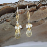 Small Citrine Glass Drop Earrings