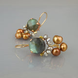 Labradorite Pearl Clover Earrings