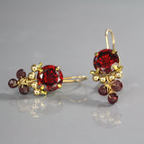 Red CZ Garnet Clover Earrings