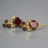 Red CZ Garnet Clover Earrings