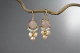 Rose Quartz Pearl Clover Earrings