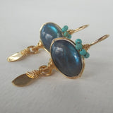 Labradorite and Howlite Crown Earrings