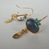 Labradorite and Howlite Crown Earrings