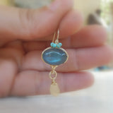 Labradorite and Howlite Crown Earrings