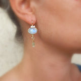 Gold Filled Moonstone Crown Earrings with Pearl
