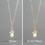 Pink CZ Pearl Drop Necklace