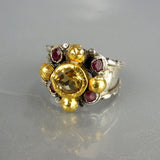 24K Solid Gold Citrine Ring