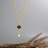 Garnet Gold Filled Eye Necklace