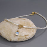 Moonstone Pearl Eye Pendant Necklace