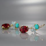 Turquoise Red CZ Flamenco Earrings