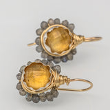 Citrine Labradorite Round Flower Earrings