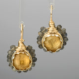 Citrine Labradorite Round Flower Earrings