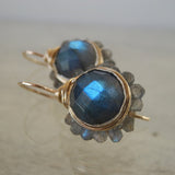 Labradorite Gold Filled Flower Earrings