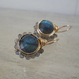 Labradorite Gold Filled Flower Earrings
