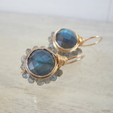 Labradorite Gold Filled Flower Earrings