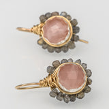 Rose Quartz Labradorite Flower Earrings