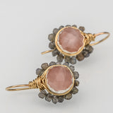 Rose Quartz Labradorite Flower Earrings