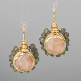 Rose Quartz Labradorite Flower Earrings