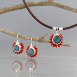 Labradorite Coral Flower Earrings