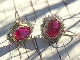 Pink Zircon Labradorite Flower Earrings