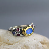 Gold Labradorite Ruby Caterina Ring