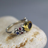 Gold Labradorite Ruby Caterina Ring