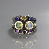 Silver and Gold Gemstone Eye Ring