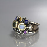 Silver and Gold Gemstone Eye Ring