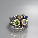 Silver and Gold Gemstone Eye Ring