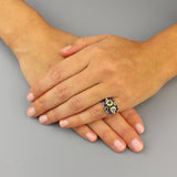 Silver and Gold Gemstone Eye Ring